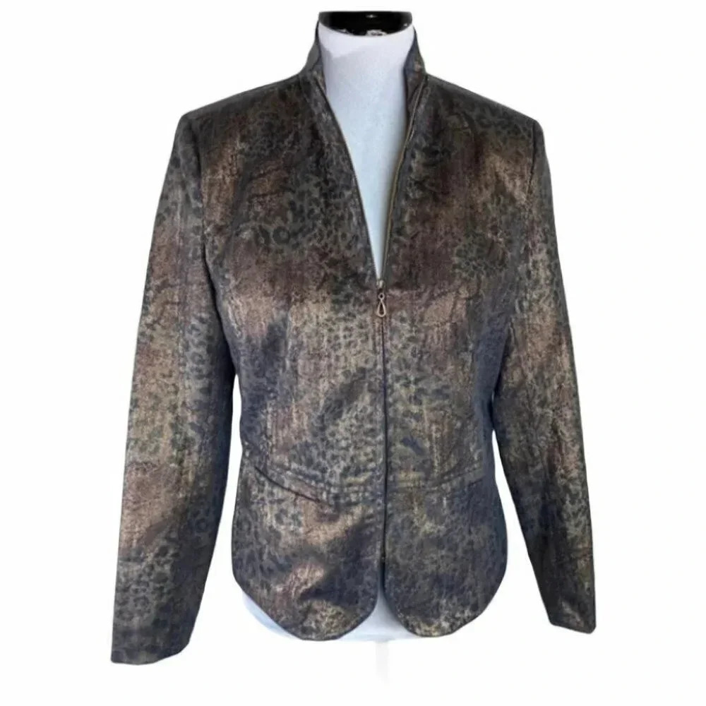 Erin London S Metallic animal print blazer